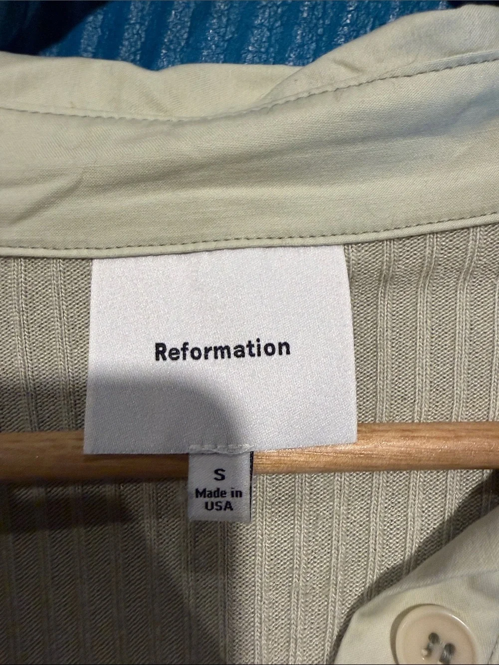 Reformation light green Button-Front Ribbed Top - Picture 5 of 8